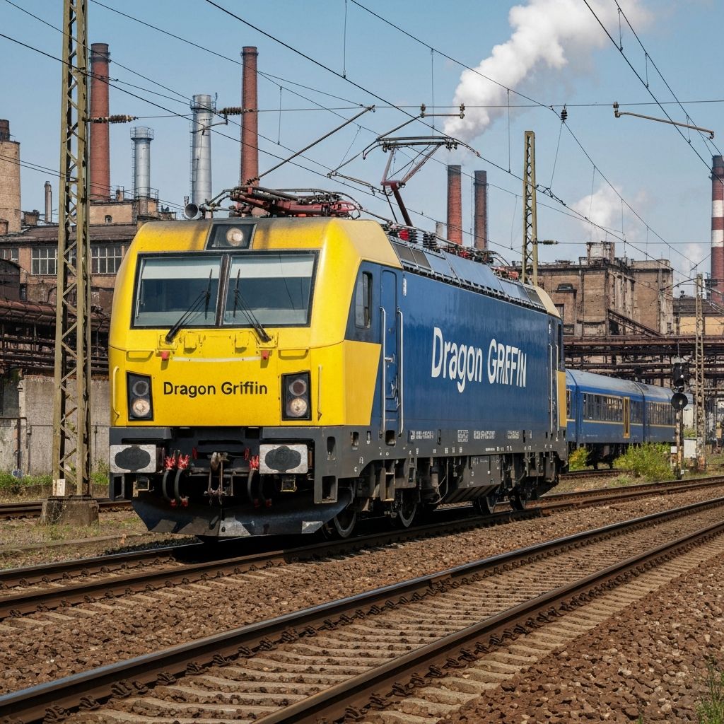 Nowoczesne lokomotywy elektryczne na stacji kolejowej